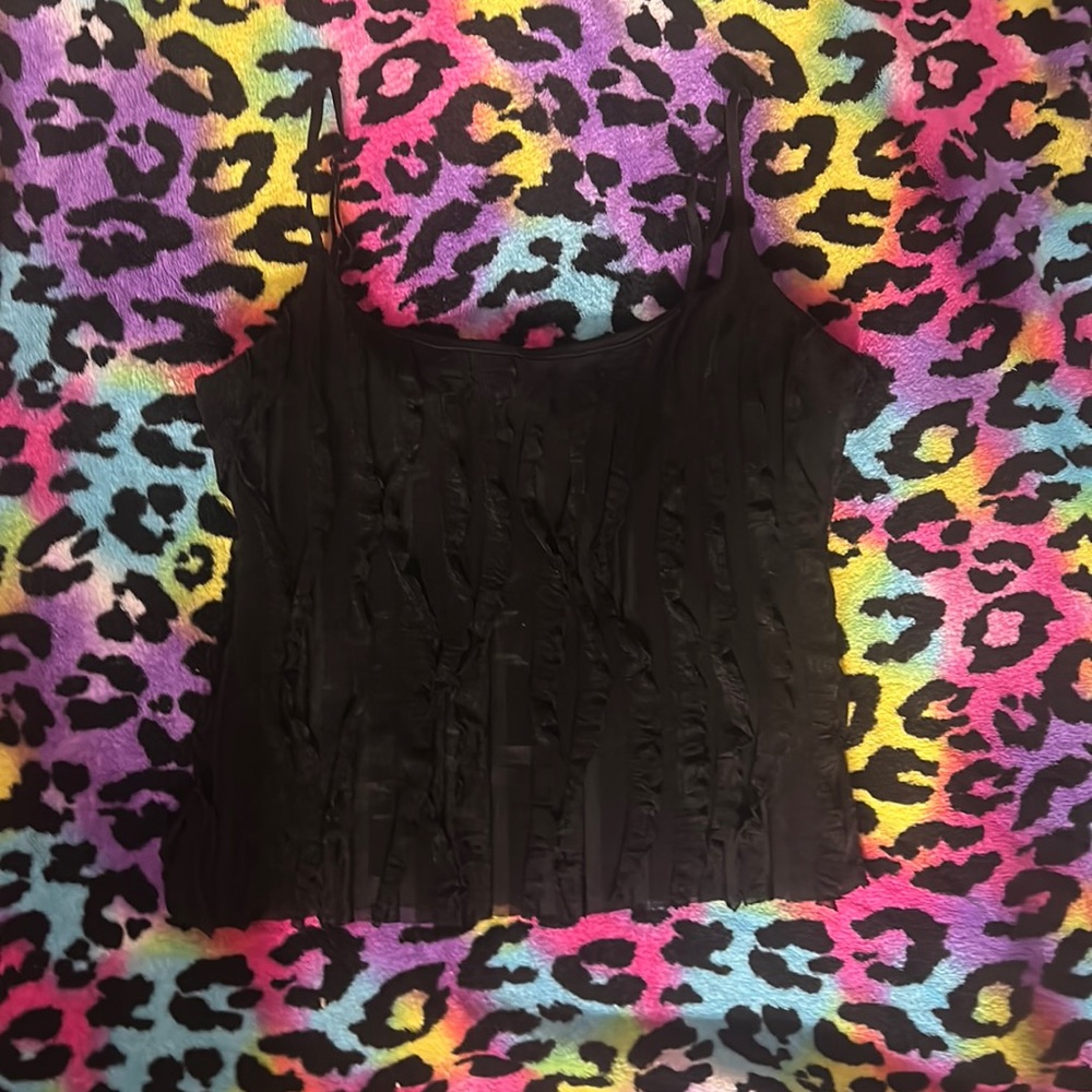 Black ruffle tank